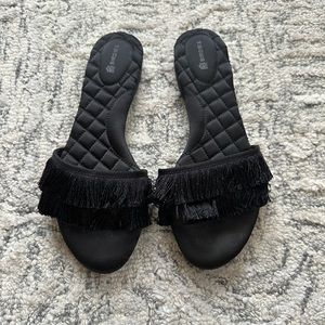 Birdies Sparrow Flats in Black with Fringe